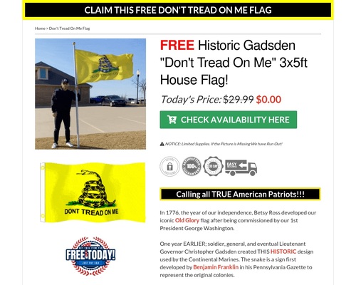 Free Kind not Tread on Me Flags!